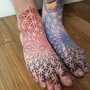 Femme Noir Ornemental tatouage sur Jambe #40235 | Artiste tatoueur ILYA CASCAD