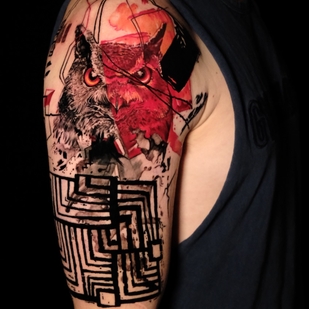 Homme Couleur Trash Polka tatouage sur Manche #55786 | Artiste tatoueur Nik Lucas