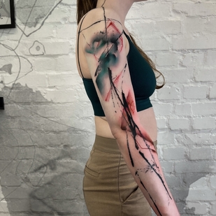 Femme Couleur Abstrait tatouage sur Manche #70805 | Artiste tatoueur PINKA