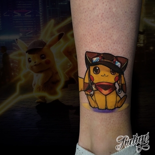 Femme Couleur New School tatouage sur Tibia #36901 | Artiste tatoueur Andrey Indigo