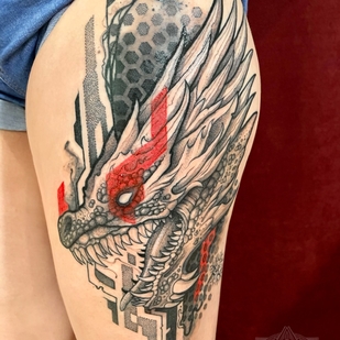 Femme Couleur Ornemental tatouage sur Cuisse #73002 | Artiste tatoueur Ioann Leo ( LEO-VAN )