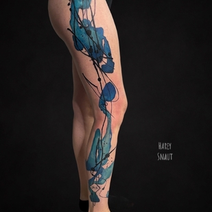Femme Couleur Abstrait tatouage sur Jambe #73206 | Artiste tatoueur Harey Snaut