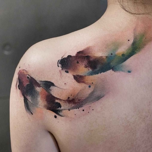 Femme Couleur Aquarelle tatouage #14331 | Artiste tatoueur Chen Jie