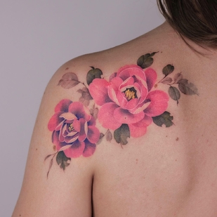 Femme Couleur  tatouage sur Dos #60074 | Artiste tatoueur Svetlana Ehrt