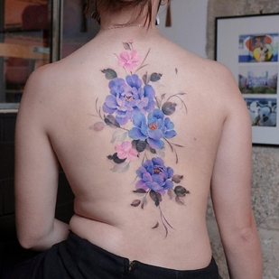 Femme Couleur  tatouage sur Dos #60077 | Artiste tatoueur Svetlana Ehrt