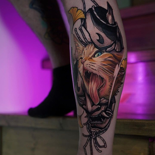 Homme Couleur Néo-traditionnel tatouage sur Jambe #75689 | Artiste tatoueur Alena Lang