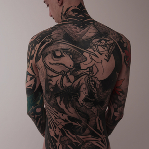 Homme Noir Japonais tatouage sur Dos #78410 | Artiste tatoueur Danila Morozov