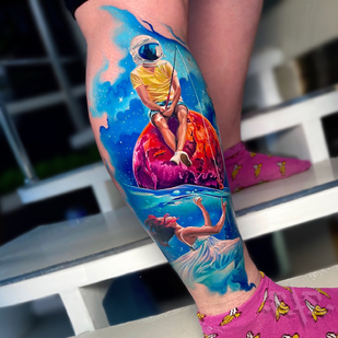Femme Couleur Réalisme tatouage sur Tibia #80302 | Artiste tatoueur Sergey Krivov