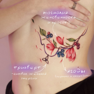 Femme Couleur Aquarelle tatouage sur Côté #80753 | Artiste tatoueur Ekaterina Garnet / Katy Garnet