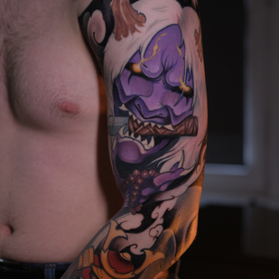 Homme Couleur Japonais tatouage sur Manche #81283 | Artiste tatoueur Anton Raym