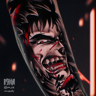 Homme Noir Anime tatouage sur Avant-bras #81376 | Artiste tatoueur Dmitriy Klaud