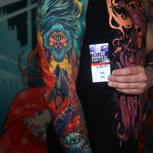 Couleur Illustratif tatouage sur Manche #81555 | Artiste tatoueur Dmitriy Varlakov