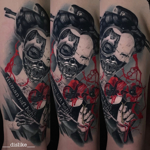 Femme Couleur Style d'Auteur tatouage sur Jambe #81967 | Artiste tatoueur Dislike