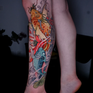 Femme Couleur Japonais tatouage sur Jambe #82296 | Artiste tatoueur Alena Lang