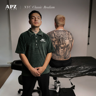 Homme Noir et Gris Réalisme tatouage sur Dos #85994 | Artiste tatoueur Apz Tattoo