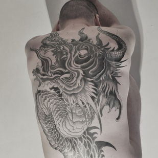 Homme Noir Oriental tatouage sur Dos #86060 | Artiste tatoueur Mr.Evil Ruslan Bazhanov
