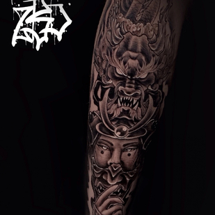 Homme Couleur Japonais tatouage sur Jambe #86329 | Artiste tatoueur Anton Deyhin