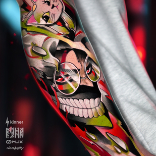 Femme Couleur Anime tatouage sur Tibia #89926 | Artiste tatoueur Dmitriy Klaud