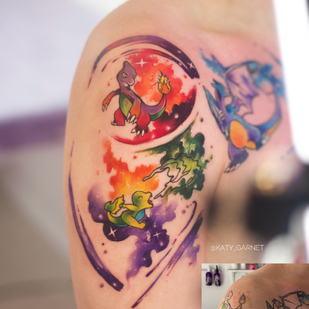 Homme Couleur Aquarelle tatouage sur Épaule #85325 | Artiste tatoueur Ekaterina Garnet / Katy Garnet