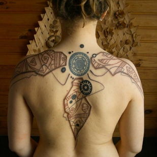 Homme  Style d'Auteur tatouage sur Dos #85305 | Artiste tatoueur Grigoriy Maslov