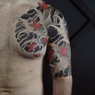 Homme Couleur Japonais tatouage sur Manche #87237 | Artiste tatoueur Odincov Egor