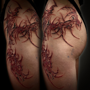 Femme Couleur Graphique tatouage sur Cuisse #87864 | Artiste tatoueur Sergey Martynov