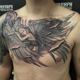 Homme Noir Style d'Auteur tatouage sur Poitrine #87366 | Artiste tatoueur Vitaliy Kanaschenkov