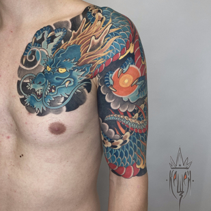 Homme Couleur Japonais tatouage sur Épaule #87404 | Artiste tatoueur Vitaliy Kanaschenkov