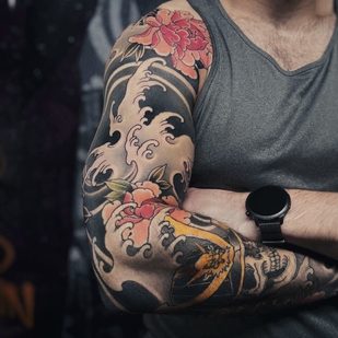Homme Couleur Japonais tatouage sur Manche #97491 | Artiste tatoueur Odincov Egor