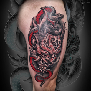 Homme Couleur  tatouage sur Jambe #92218 | Artiste tatoueur Loren Fetterman