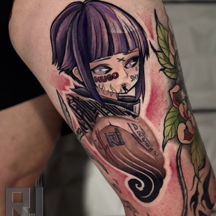 Homme Couleur Anime tatouage sur Cuisse #92278 | Artiste tatoueur Nikita Romanov