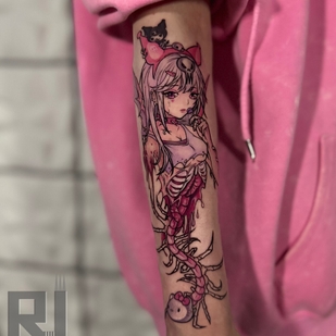 Femme Couleur Anime tatouage sur Avant-bras #92280 | Artiste tatoueur Nikita Romanov