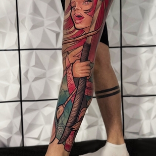 Homme Couleur Néo-traditionnel tatouage sur Jambe #95888 | Artiste tatoueur Nikita Romanov