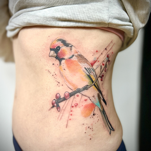 Femme Couleur Aquarelle tatouage sur Côté #93252 | Artiste tatoueur Elena Cherepnina