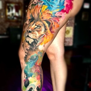 Femme  Aquarelle tatouage sur Jambe #93767 | Artiste tatoueur Neto Tattoo Florida