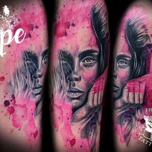 Femme Couleur Portrait tatouage #95591 | Artiste tatoueur Chris Ape