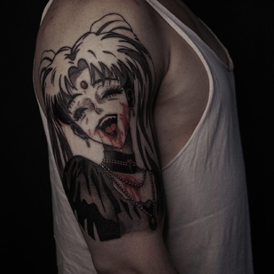Homme Couleur Anime tatouage sur Épaule #96009 | Artiste tatoueur Daria Duck