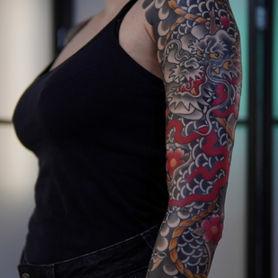 Femme Couleur Japonais tatouage sur Manche #103972 | Artiste tatoueur Akulov Mark