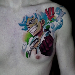 Homme Couleur Anime tatouage sur Poitrine #98658 | Artiste tatoueur Roman Vubov