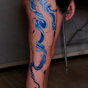 Femme Couleur Abstrait tatouage sur Jambe #100850 | Artiste tatoueur Gromova Mariya