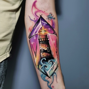 Couleur Aquarelle tatouage #101489 | Artiste tatoueur Egor Hludnev