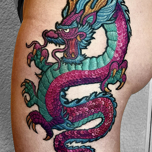 Femme Couleur Patch tatouage sur Cuisse #102383 | Artiste tatoueur Rafaela Herrera Art