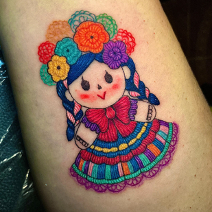 Femme Couleur Patch tatouage sur Avant-bras #102396 | Artiste tatoueur Rafaela Herrera Art