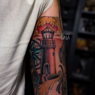 Homme  Néo-traditionnel tatouage sur Manche #103306 | Artiste tatoueur Stefania Gala