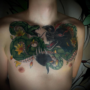 Homme Couleur Néo-traditionnel tatouage sur Poitrine #103470 | Artiste tatoueur Sergey Petrov