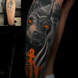 Homme Noir et Gris Cover-up tatouage #103489 | Artiste tatoueur Sergey Petrov