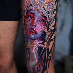 Homme Couleur Réalisme tatouage sur Jambe #95687 | Artiste tatoueur Kirill Antique