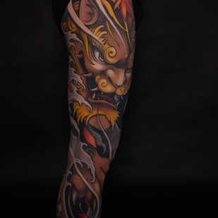 Homme   tatouage sur Jambe #99422 | Artiste tatoueur Slava Armeev