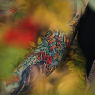 Femme Couleur Néo-traditionnel tatouage sur Manche #101262 | Artiste tatoueur Pash Tet