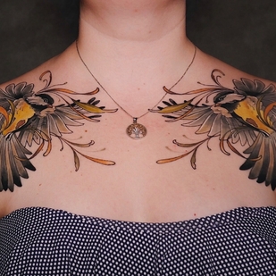 Femme Couleur Néo-traditionnel tatouage sur Poitrine #101263 | Artiste tatoueur Pash Tet